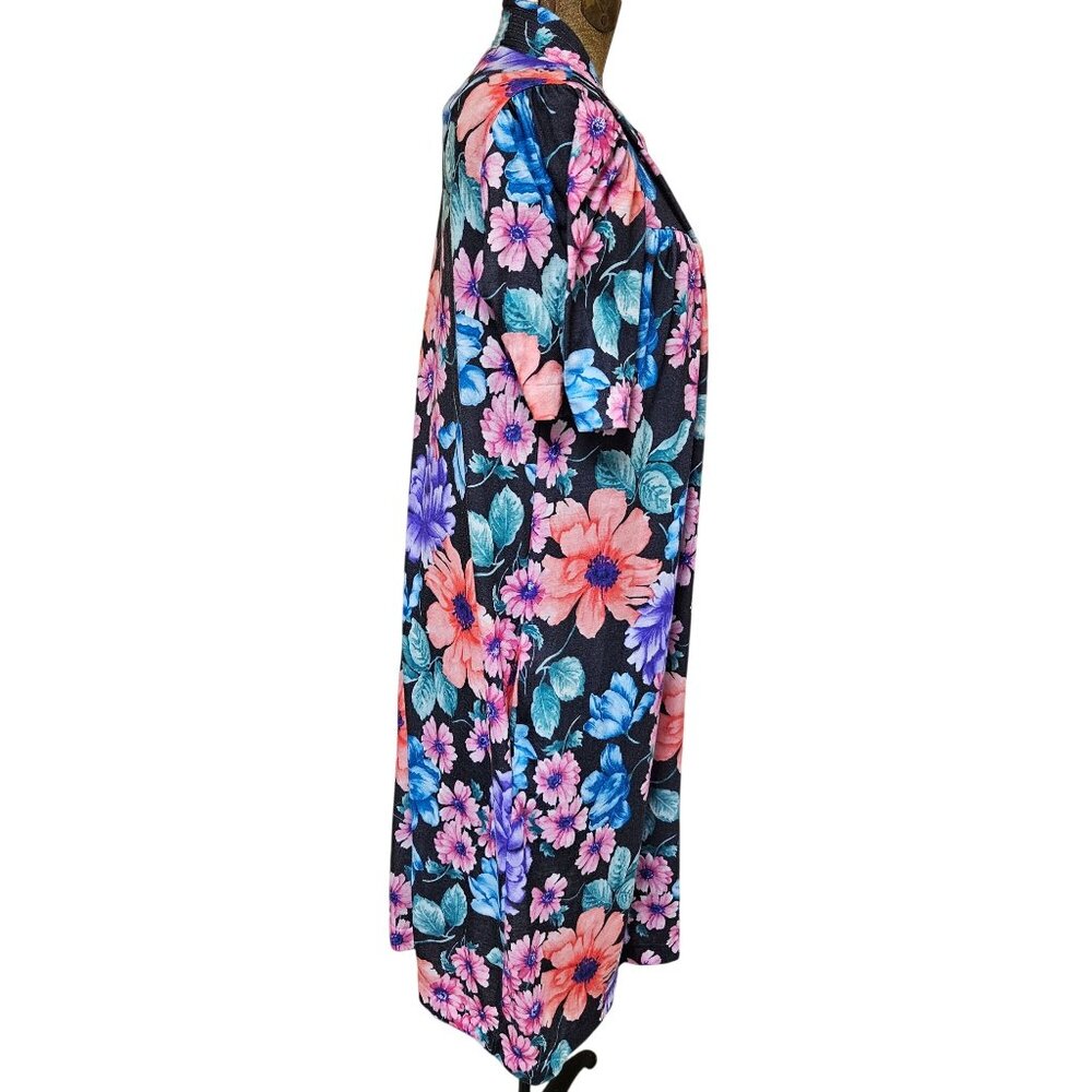 Vintage Lorraine Floral Button Down House Dress S Polyester Short Sleeve USA - Picture 4 of 10